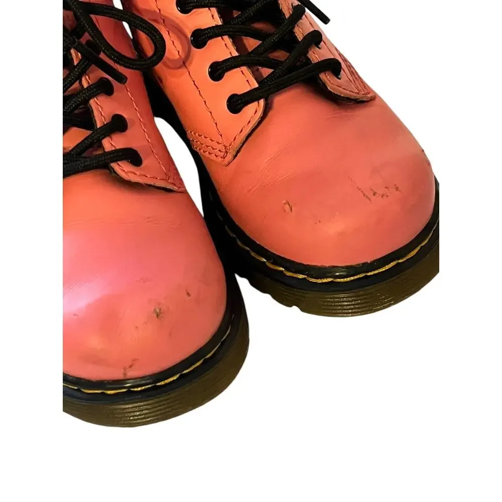 Dr Martens Boots Kids 10 Pink Lace Up Girls Toddler Combat Shoes 1460 T